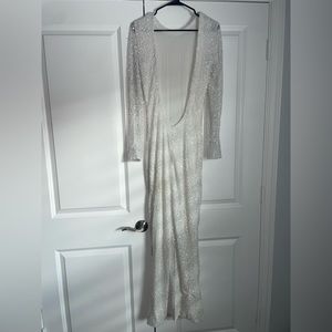 BALMAIN backless sequin gown